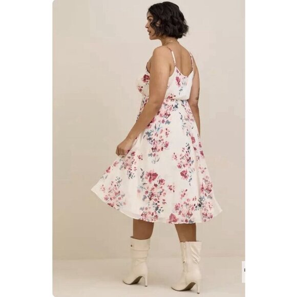 Torrid Women's 4 (26W, 4X) Midi Chiffon Pleated Dress Spaghetti Strap Plus - Picture 2 of 11